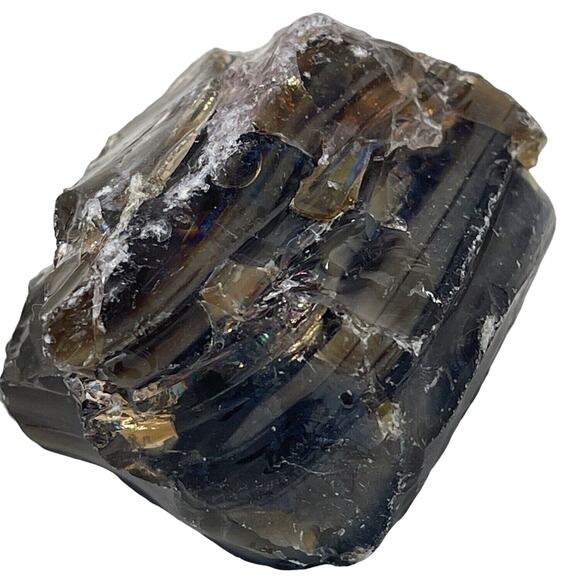 Amber Rootbeer Art Glass Cullet Layered Slag Glass #5L140 - Picture 5 of 7